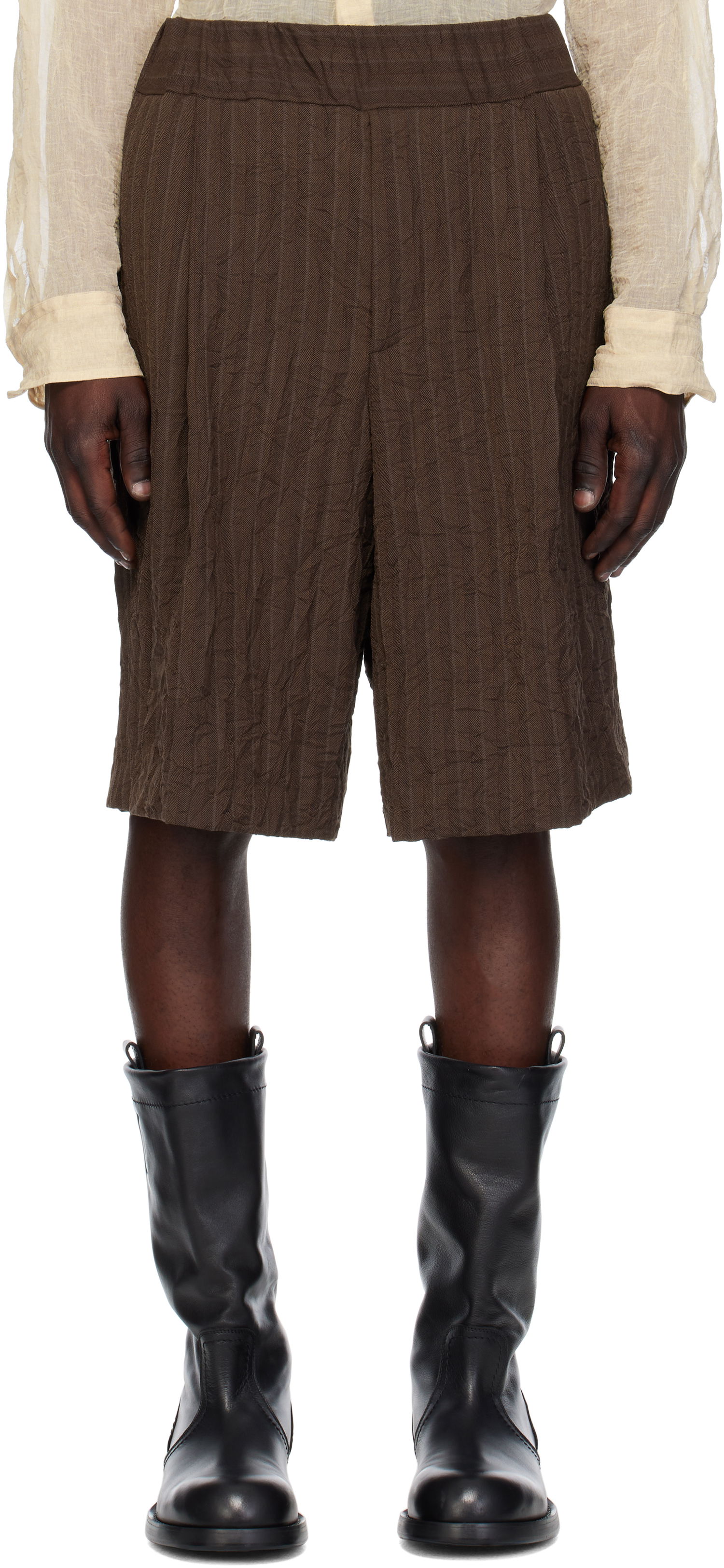 Shorts Dries Van Noten Dries Van Noten Pleated Bermuda Shorts Brun | 251-020953-1504, 0