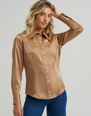 Skjorte Wrangler Lainey Wilson Satin Shirt XS Beige | 112374961:XS, 1