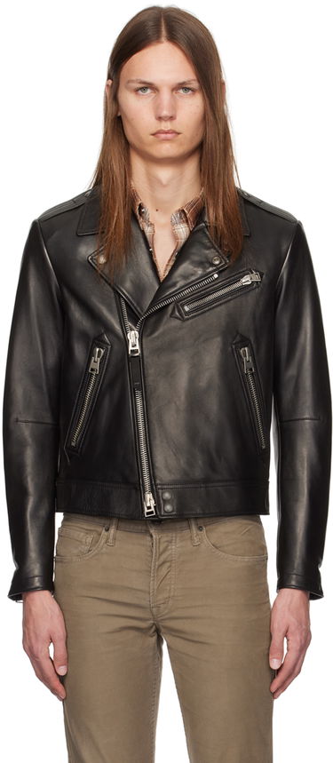 Jakke Tom Ford Asymmetric Leather Jacket Sort | LXR004-LMN014S24, 0