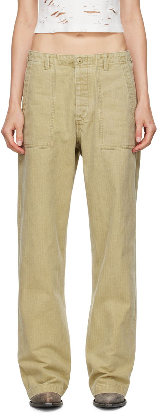 Bukser R13 R13 Wide Leg Trousers Beige | R13WR077-R381B