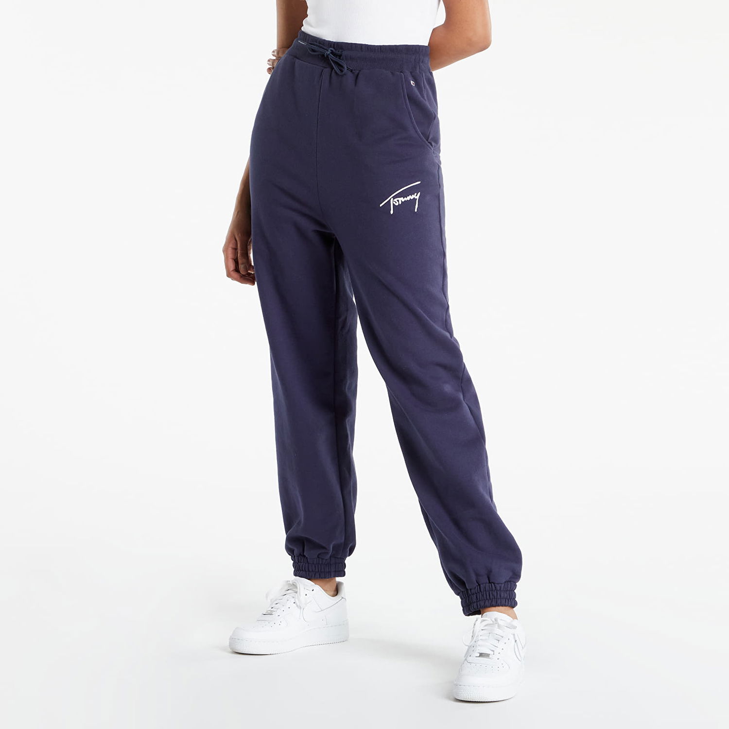 Joggingbukser Tommy Hilfiger Signature Sweatpants Mørkeblå | DW0DW11886 C87, 0