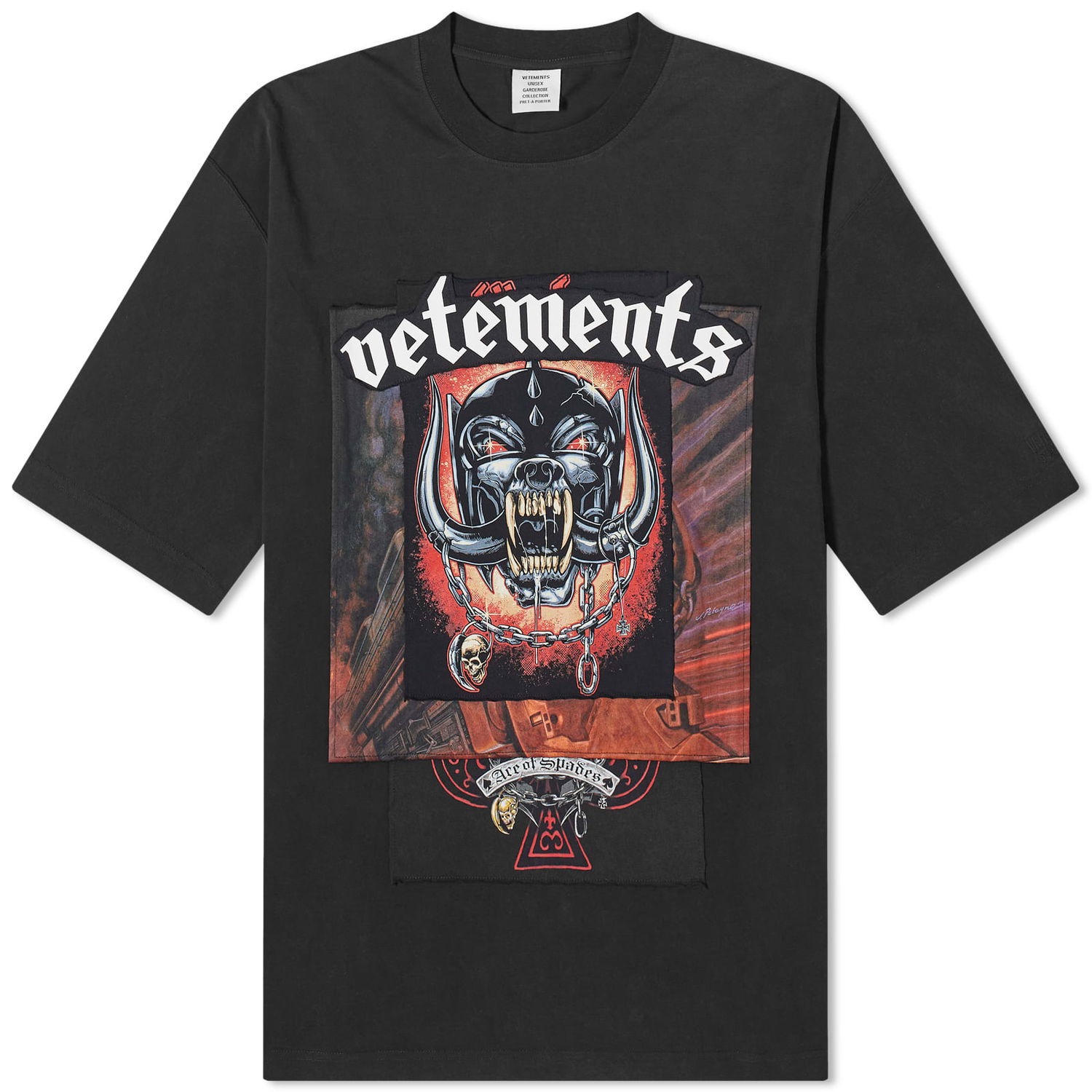 T-shirt VETEMENTS Motorhead Patched T-Shirt Sort | UE64TR390B, 0