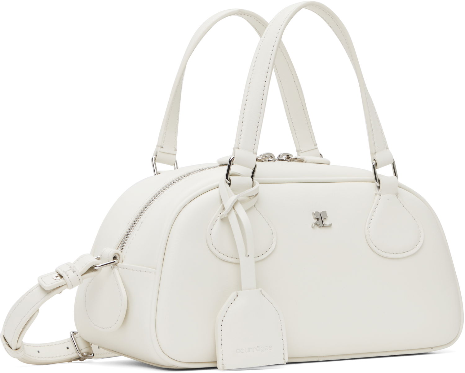 Håndtaske Courrèges Courrèges Friday Bowling Leather Bag Hvid | 125GSA167CR0065, 1