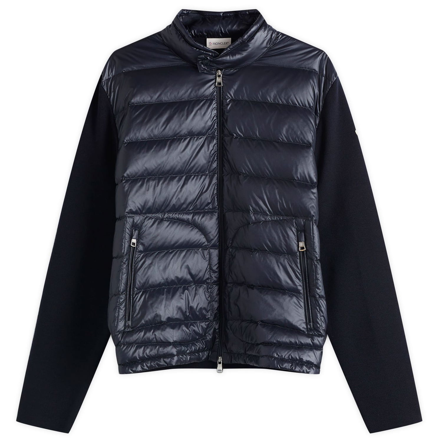 Puffer jakke Moncler Men's Extrafine Wool Cardigan Hybrid Jacket, Size Large Mørkeblå | 9B000-16-M1131-776, 1