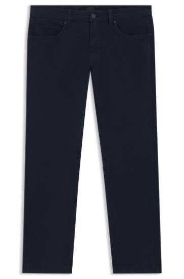 Bukser BOSS Delaware Slim-Fit Stretch-Cotton Twill Trousers Mørkeblå | 50543883