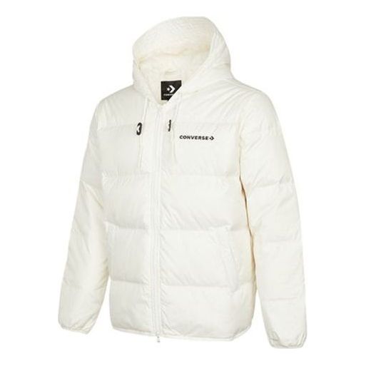 Puffer jakke Converse Hooded Down Jacket Hvid | 10021981-A03, 0