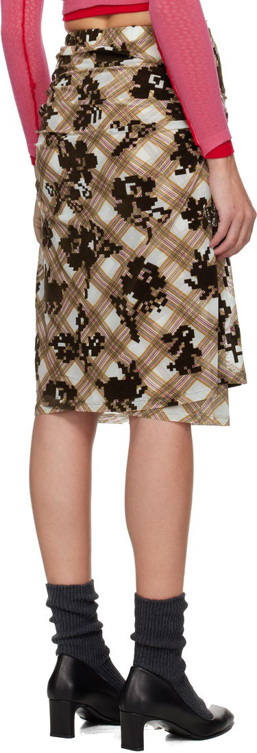 Nederdel Chopova Lowena Sonicscape Pixelated Plaid Ruched Mesh Knee Midi Skirt Flerfarvet | 3278, 2