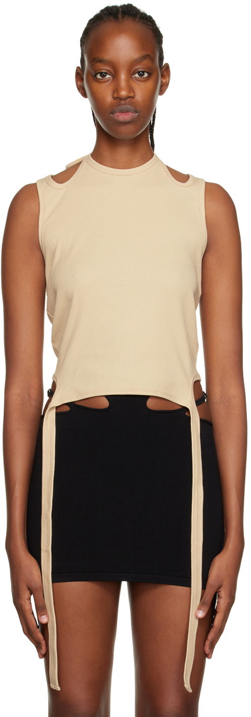 Tanktop Dion Lee Halter Neck Tie Tank Top Beige | C3029R22