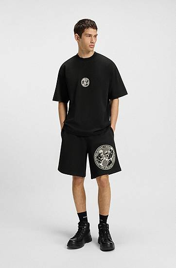 Shorts BOSS Cotton-Terry Shorts with Boxing Academy Graphic Sort | 50542413, 1