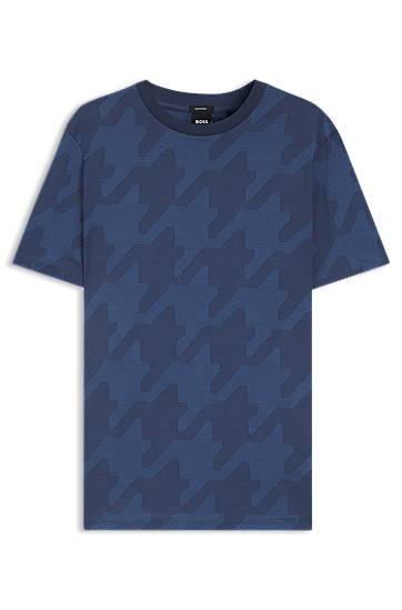 T-shirt BOSS Houndstooth Jacquard T-Shirt Blå | 50518869, 0