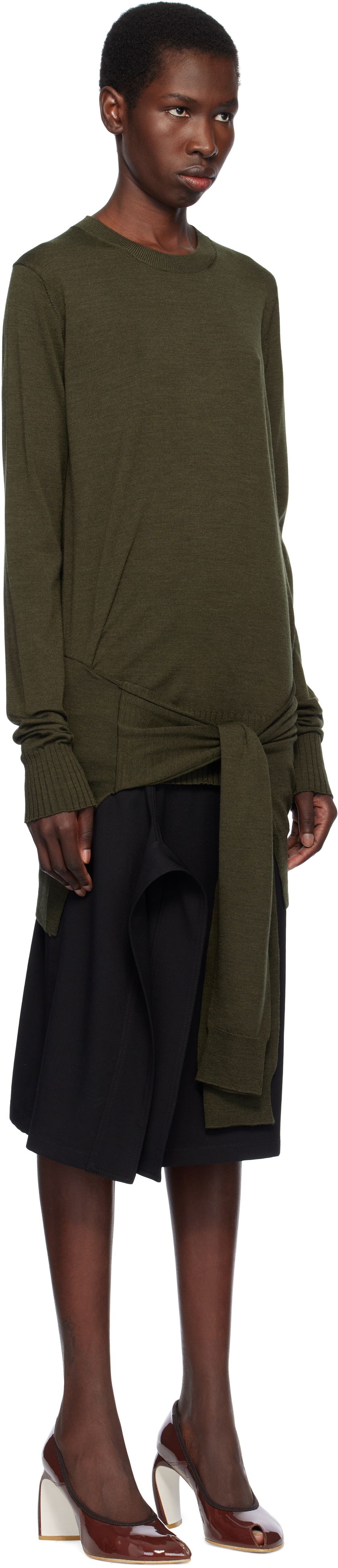 Sweater Stella McCartney Stella McCartney Mixed Wool Tie-Waist Sweater Grøn | 6K10463S2581, 1