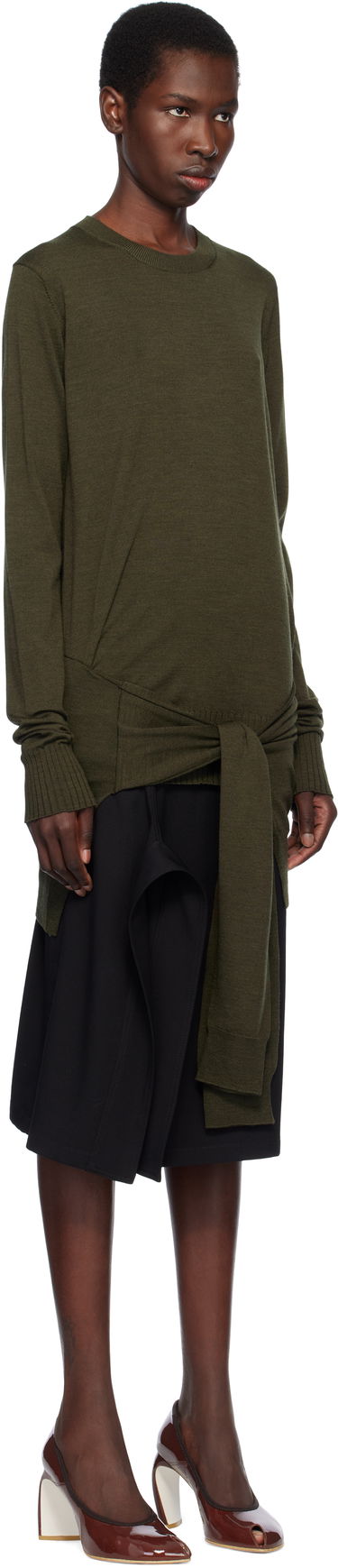 Sweater Stella McCartney Stella McCartney Mixed Wool Tie-Waist Sweater Grøn | 6K10463S2581, 1