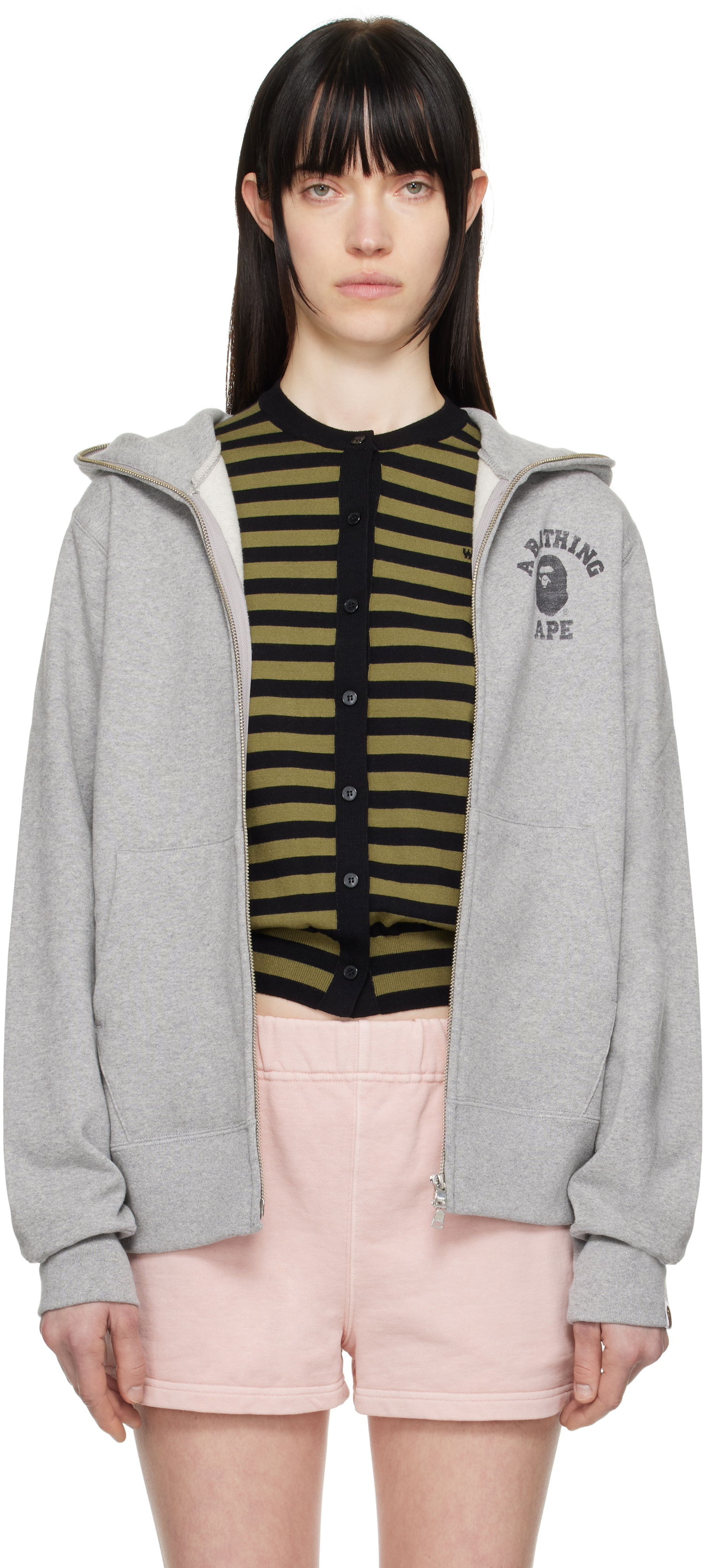Sweatshirt BAPE A Bathing Ape Over Print Full Zip Hoodie Grå | 001ZPK801002M, 0