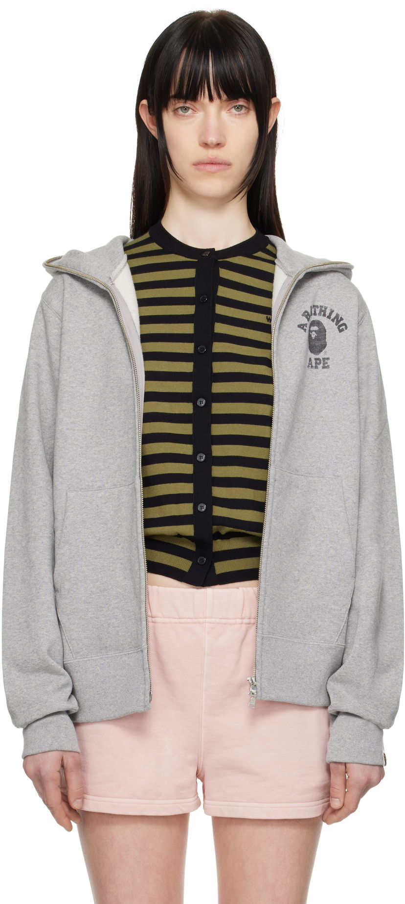 Sweatshirt BAPE A Bathing Ape Over Print Full Zip Hoodie Grå | 001ZPK801002M