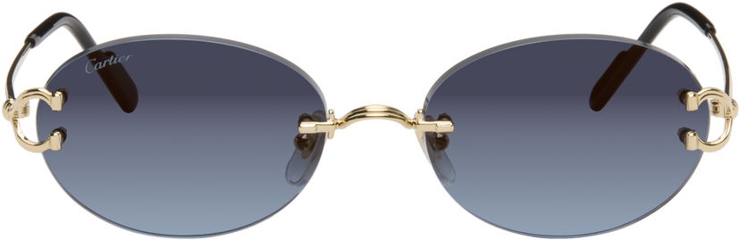 Solbriller Cartier C de Cartier Rimless Oval Gradient Sunglasses Blå | CT0551S-002
