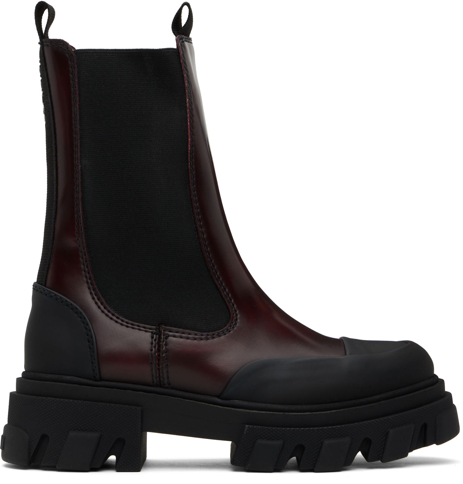 Tøj GANNI GANNI Cleated Mid Chelsea Boots Bourgogne | S2897, 0