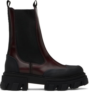Tøj GANNI GANNI Cleated Mid Chelsea Boots Bourgogne | S2897, 0