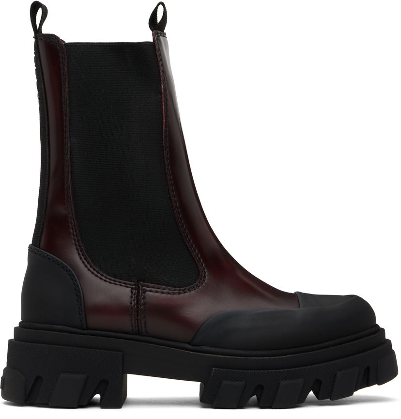 Tøj GANNI GANNI Cleated Mid Chelsea Boots Bourgogne | S2897