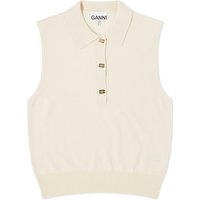 Sweater GANNI Cashmere Mix Sleeveless Polo Vest Beige | K2131-354, 1