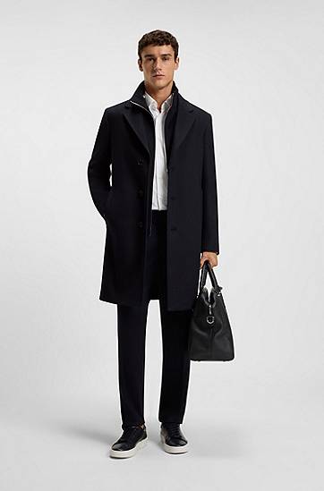 Frakker BOSS Regular-fit wool-cashmere coat with detachable inner vest Mørkeblå | 50551085, 1