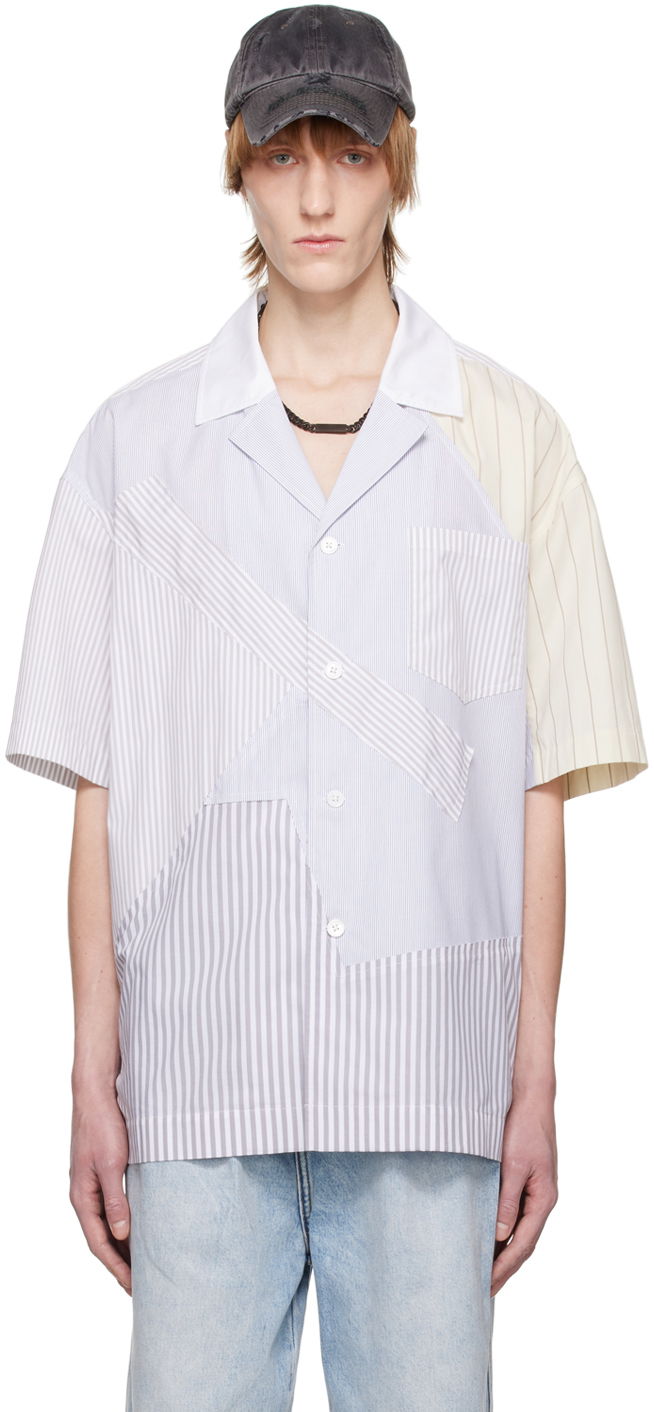 Skjorte Feng Chen Wang Feng Chen Wang Multi Stripe Short Sleeve Shirt Flerfarvet | FMS15SR15
