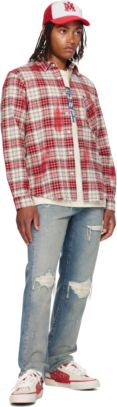 Skjorte AMIRI MA Quad Bleach Distressed Plaid Flannel Shirt Flerfarvet | AMSTFL1014, 3