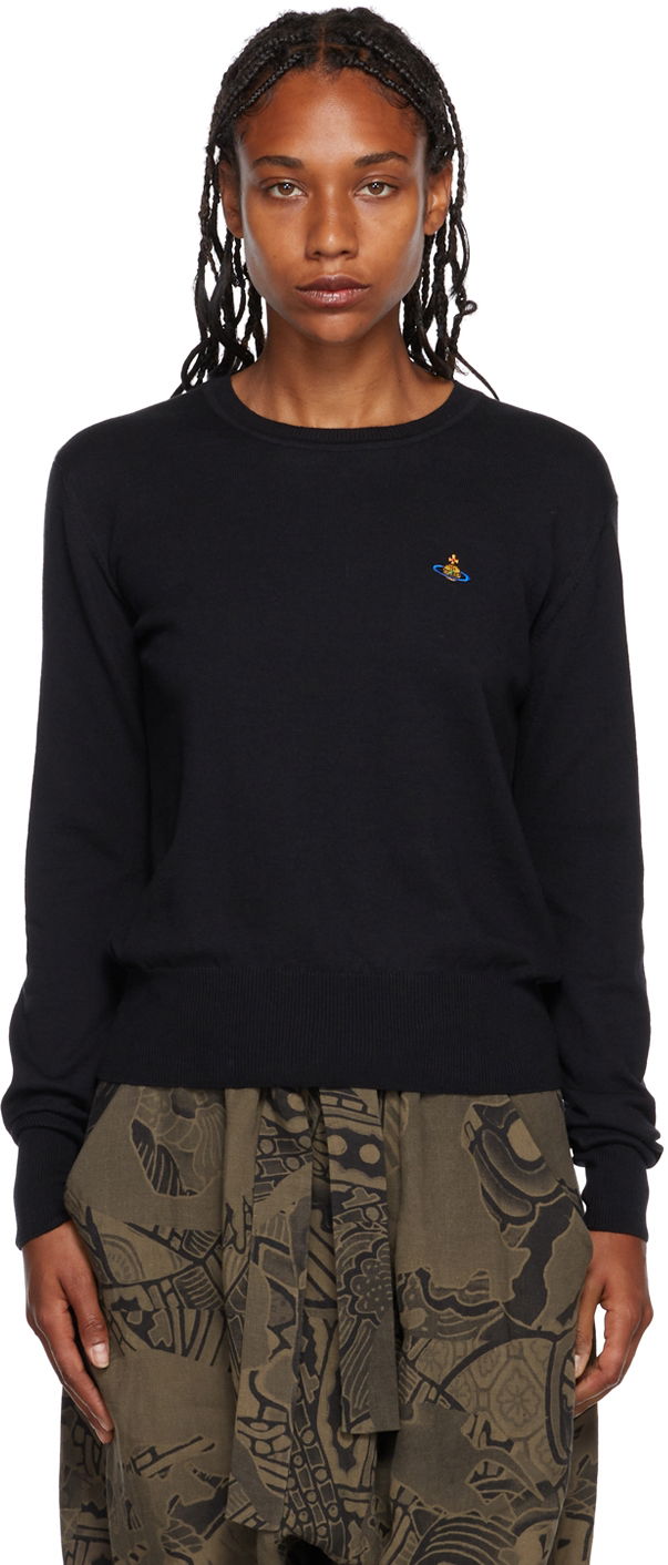 Sweater Vivienne Westwood Embroidered Logo Crew Neck Sweater Sort | 18030019-Y000E-
