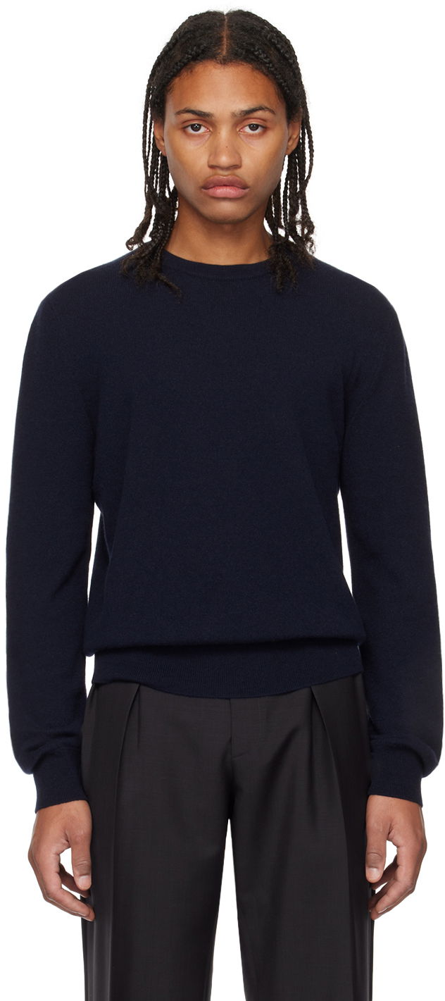 Sweater The Row Benji Navy Crewneck Sweater Mørkeblå | 51-F377