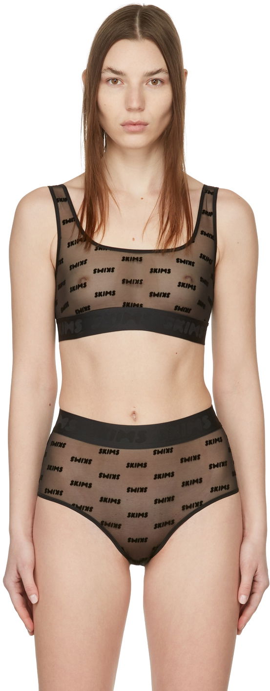 Bh SKIMS After Hours Logo-Jacquard Mesh Bra Sort | BR-SCN-1312