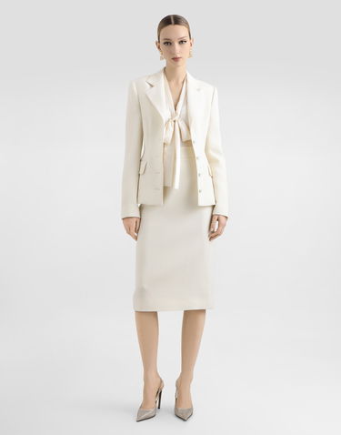 Nederdel Dolce & Gabbana Dolce & Gabbana Double Crepe Pencil Skirt Hvid | F4C14TFU207W3789, 1