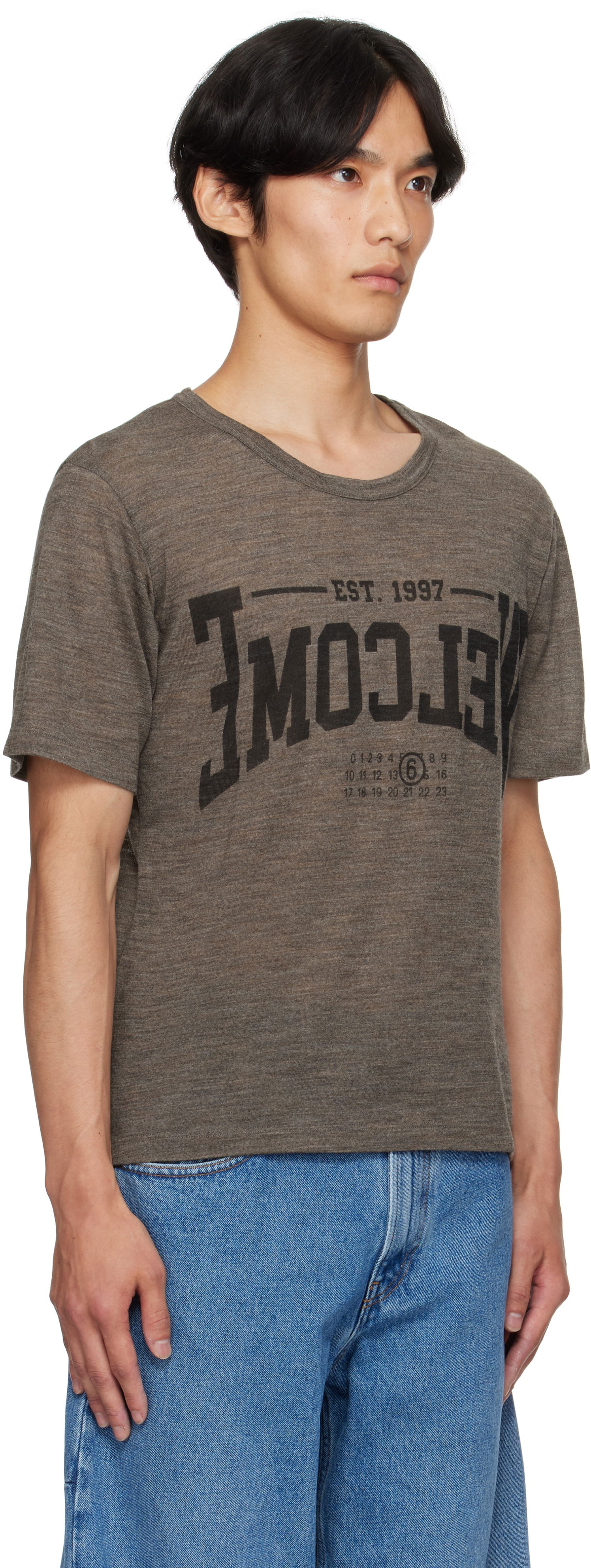 T-shirt Maison Margiela MM6 Maison Margiela 'Welcome' Print T-Shirt Grå | SH0GC0055 M20123, 1