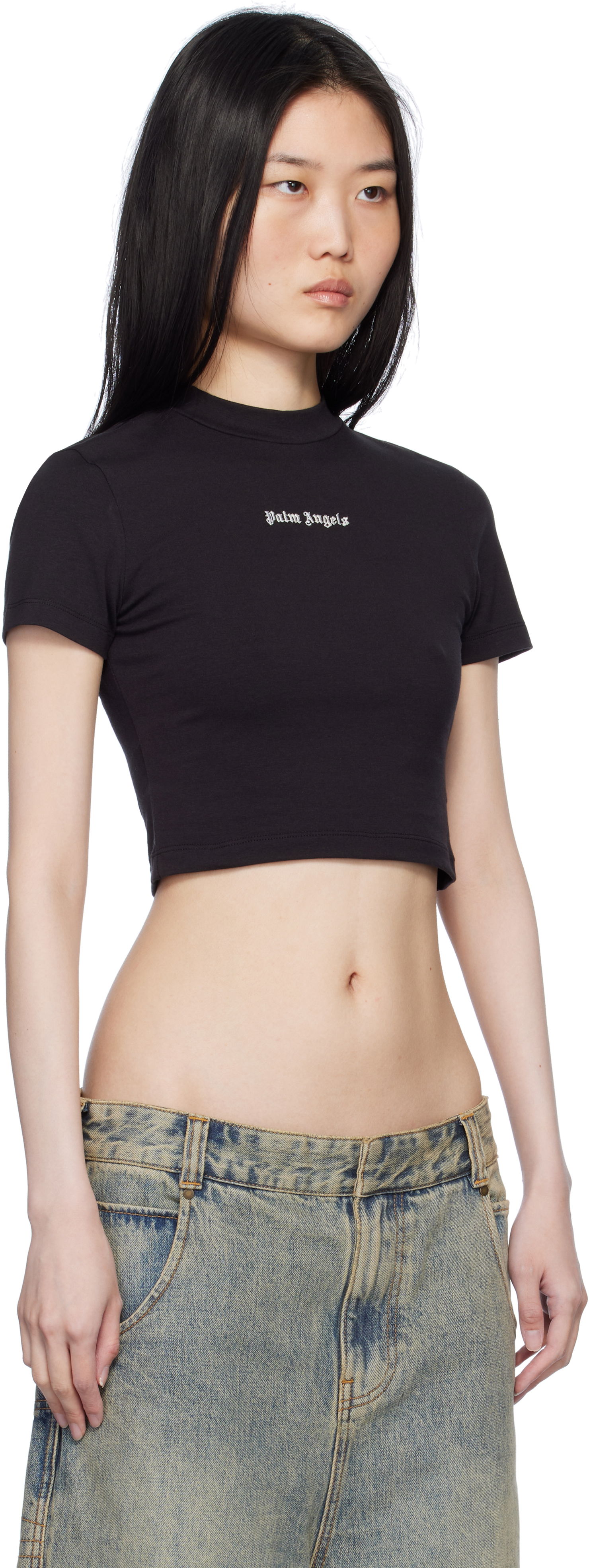 Crop top Palm Angels Classic Logo Crop T-Shirt Sort | PWAA074C99JER0011003, 1