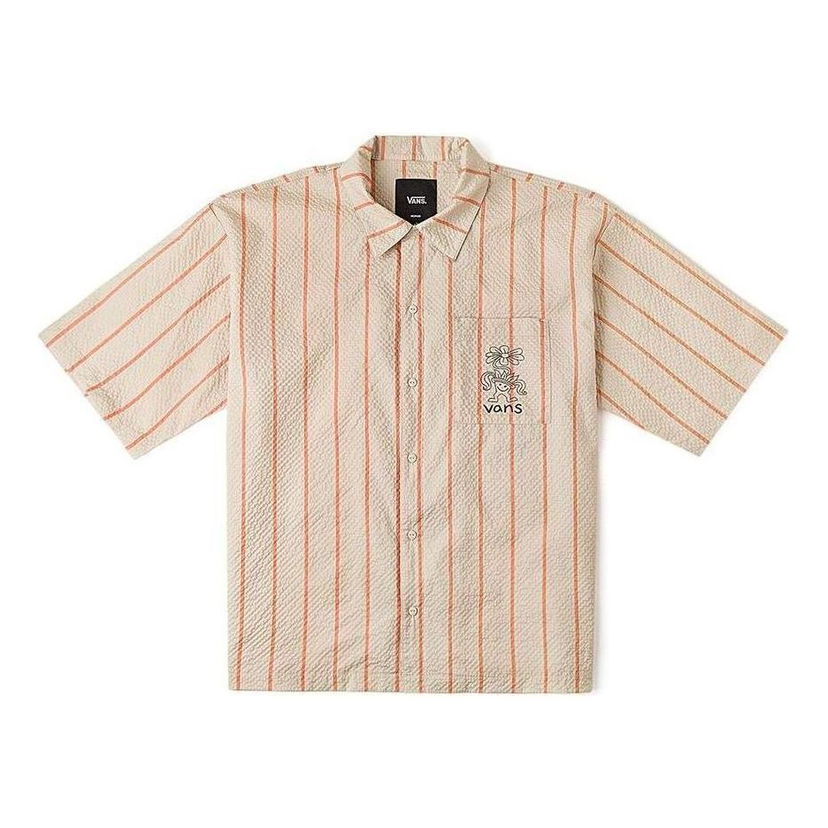 Skjorte Vans Striped Short-Sleeved Shirt Beige | VN000GTKCW9