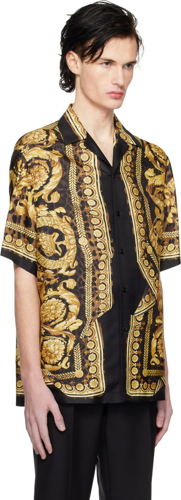 Skjorte Versace Black & Gold Wild Illusion Silk Shirt Sort | 1003926_1A11896, 1