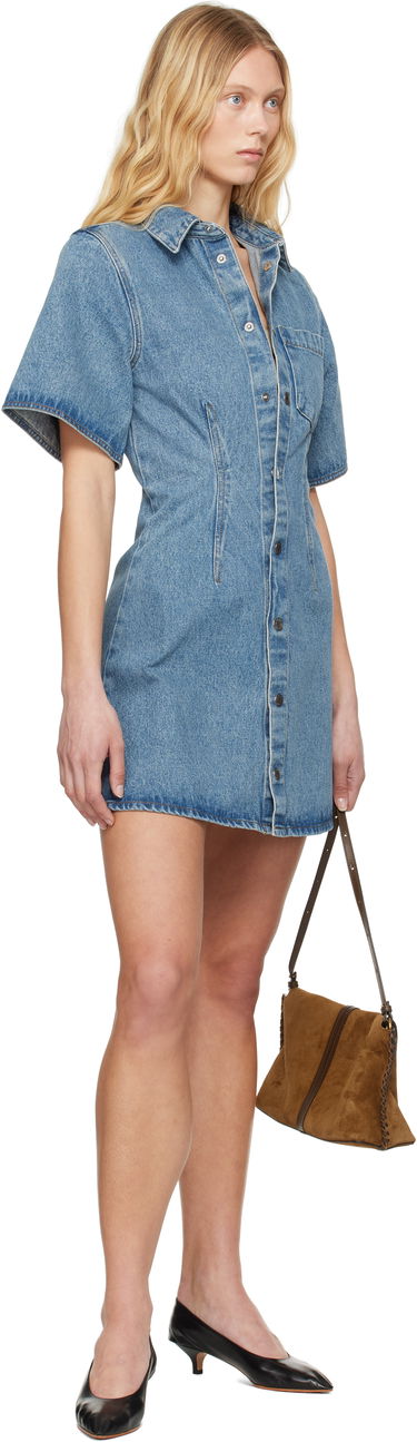 Kjole AMI AMI Paris Short Sleeve Denim Minidress Blå | FDR404.DE0046, 3