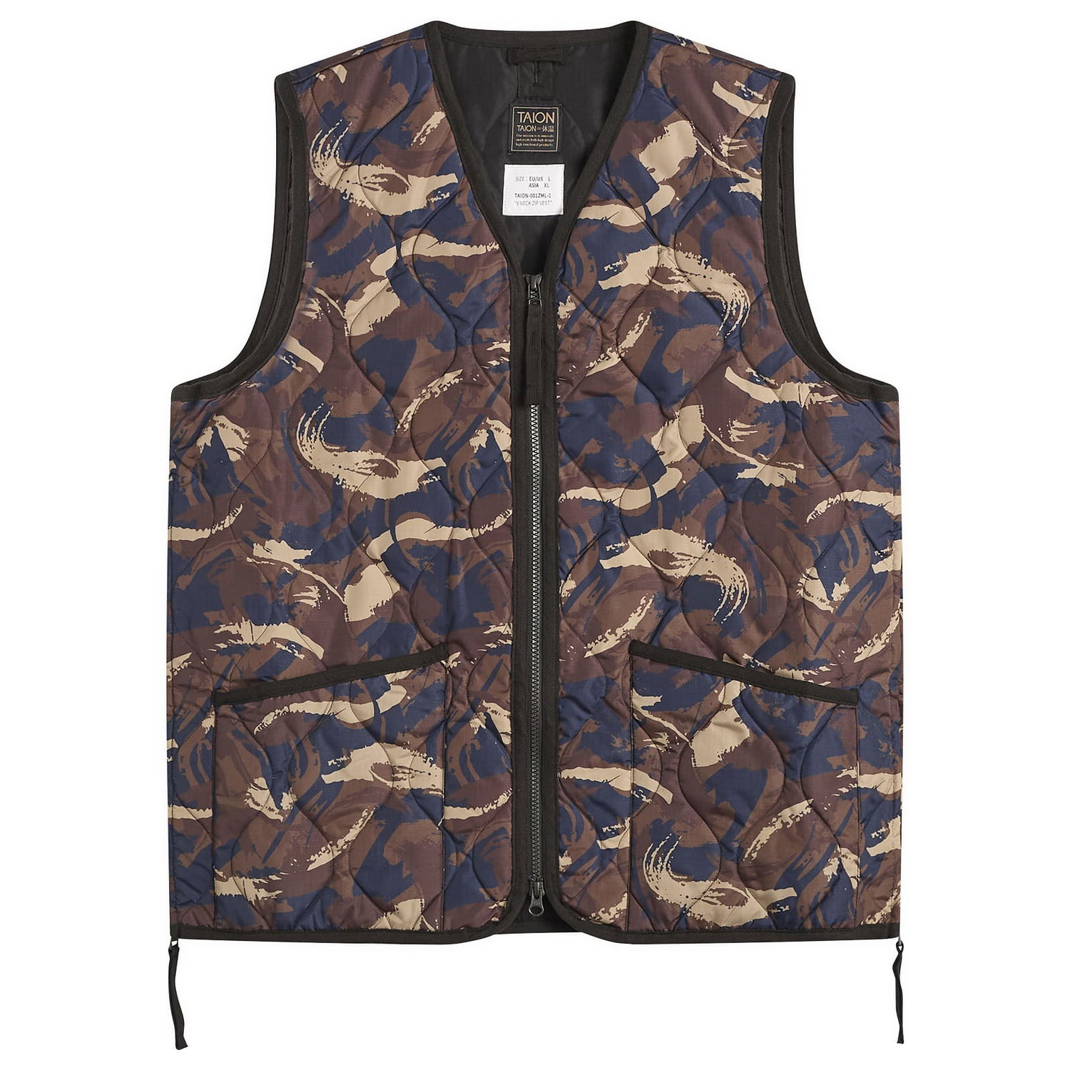 Vest TAION Military V-Neck Zip Down Vest Paint Camouflage Flerfarvet | TAION-001ZML-1-PCA, 0