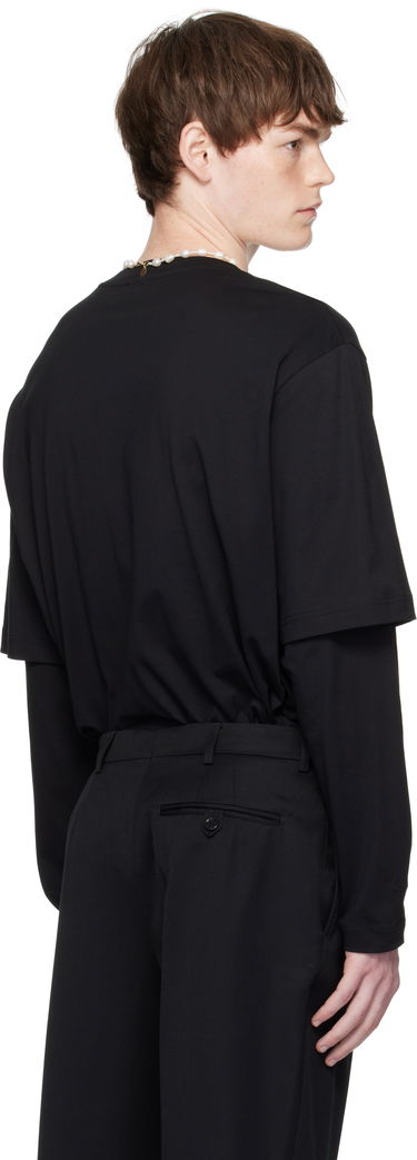 T-shirt Simone Rocha Simone Rocha Layered Ruffle Pocket Long Sleeve T-Shirt Sort | 5379 0553, 2