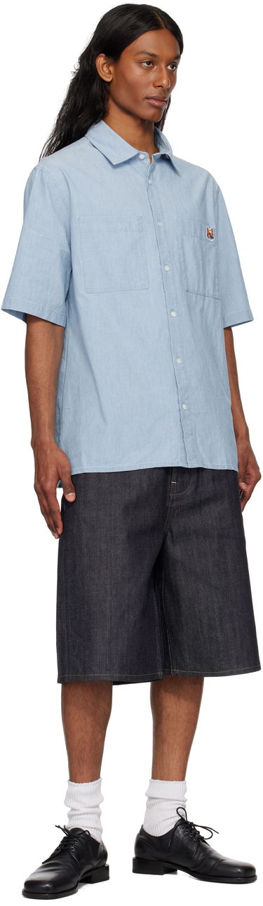 Skjorte MAISON KITSUNÉ Maison Kitsuné Relaxed Short Sleeve Shirt Blå | OM00424WC5006, 3