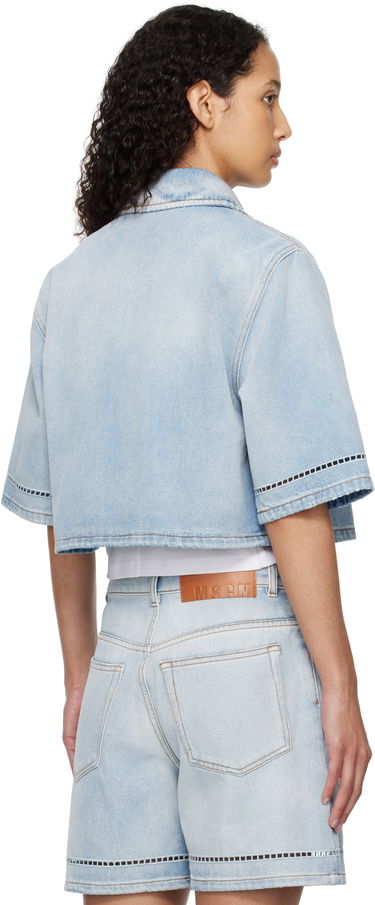 Skjorte MSGM MSGM Cropped Denim Shirt Blå | 3841MDE232X 257271, 2