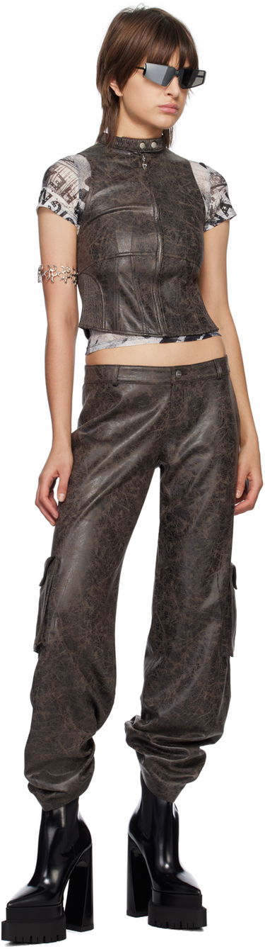 Cargo bukser Miaou Miaou Elias Faux-Leather Cargo Pants Brun | 1034DVSVAR, 3