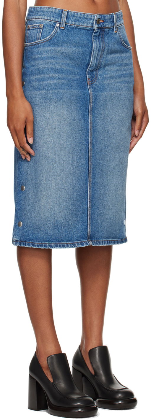 Nederdel Stella McCartney Snap Denim Midi Skirt Blå | 6D03293SQH00, 1