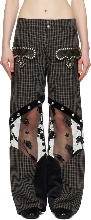 Bukser Chopova Lowena Chopova Lowena Rusher Plaid & Lace Panel Trousers Brun | 4092, 0