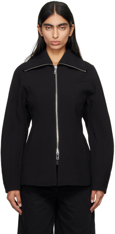 Jakke GANNI GANNI Bonded Crepe Curve Sleeve Jacket Sort | F9608, 0