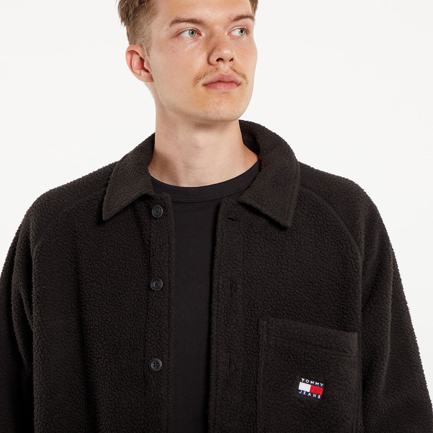 Jakke Tommy Hilfiger Badge Teddy Shirt Black Sort | DM0DM19647 BDS, 1