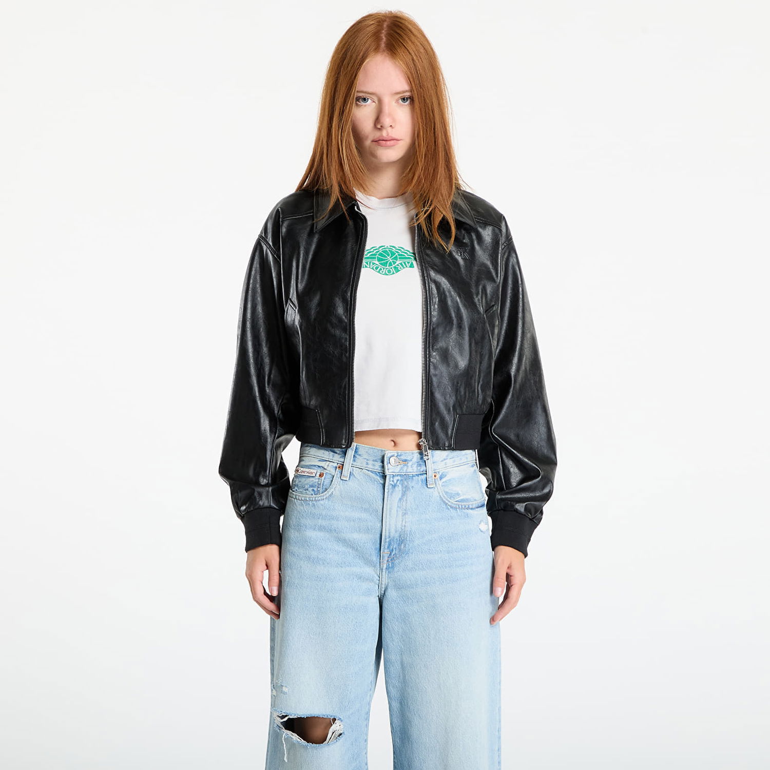 Jakke CALVIN KLEIN Calvin Klein Jeans A-Cropped Crinkle Jacket Sort | LV047C518G UB1, 0