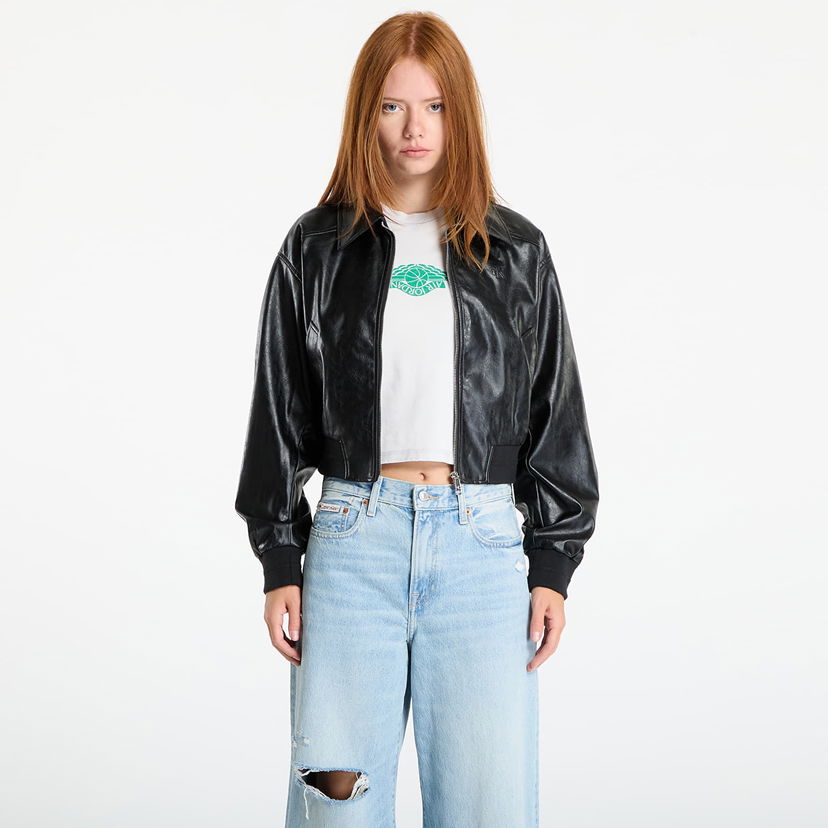 Jakke CALVIN KLEIN Calvin Klein Jeans A-Cropped Crinkle Jacket Sort | LV047C518G UB1