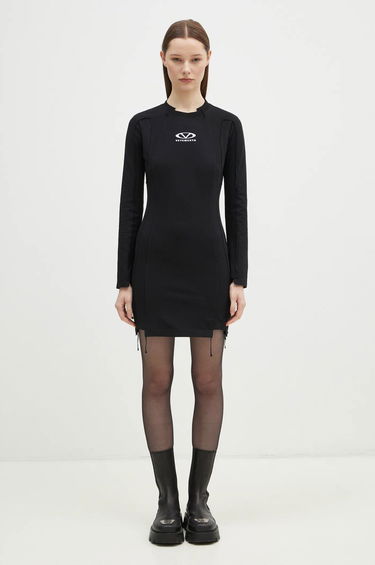 Kjole VETEMENTS VETEMENTS Oval Logo Cut-Up Mini Dress Sort | WA66DR610BW, 5
