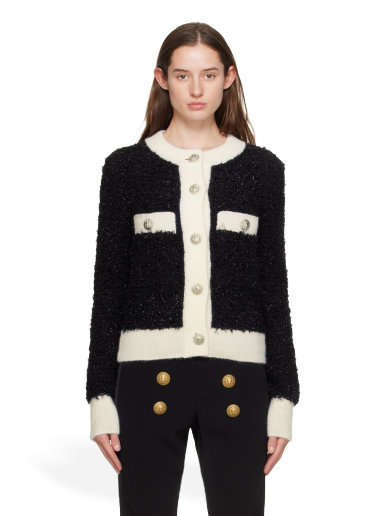 Sweater Balmain Textured Cardigan Sort | BF0KL125KF19