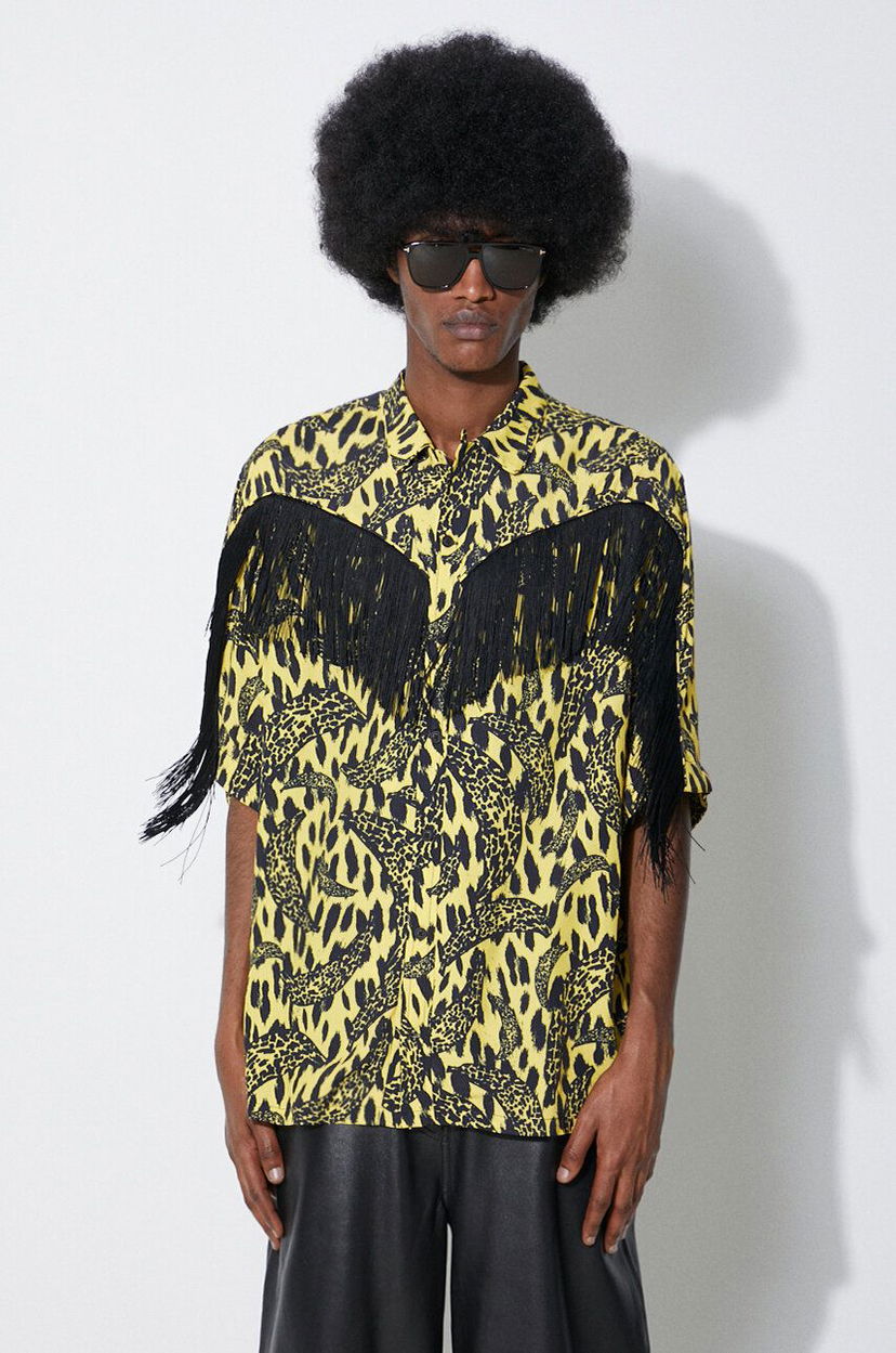 Skjorte Fiorucci Fiorucci Banimalier Print Fringed Shirt Gul | M01FPTSH054VI01YW02
