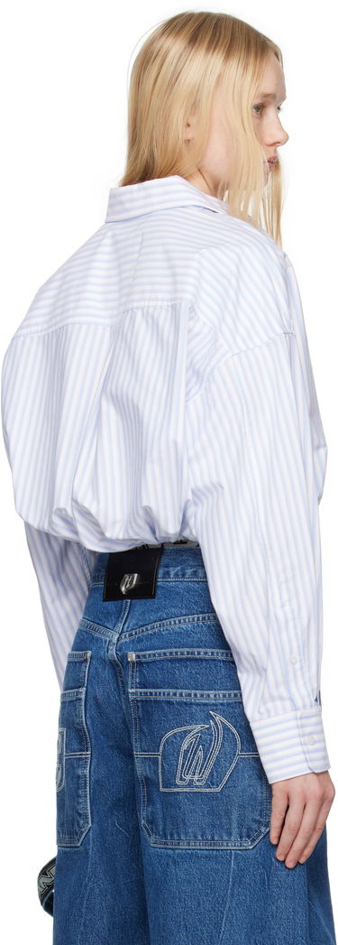 Skjorte Alexander Wang Alexander Wang.t Oxford Wrap Cropped Shirt Blå | 4WC2251000, 2